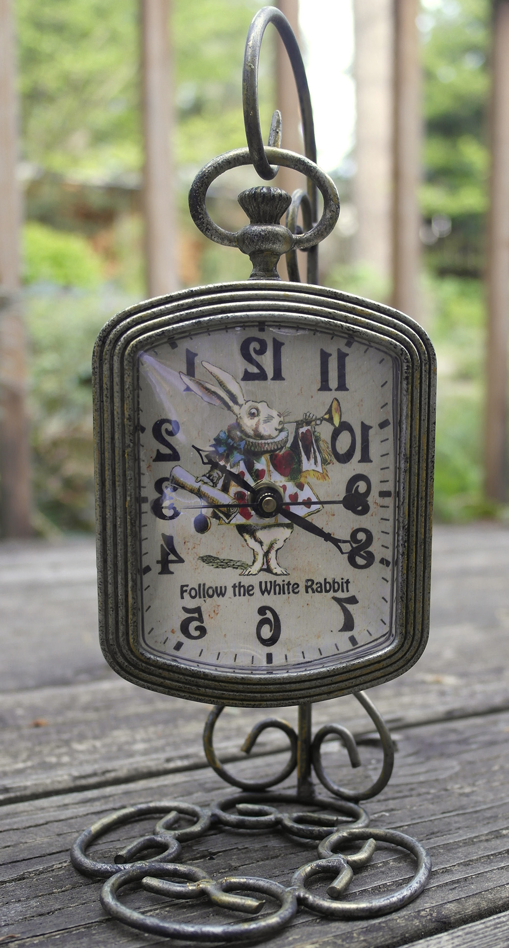 Follow the White Rabbit Pocket Watch Table Clock